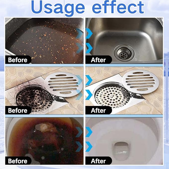 2PCS Powerful Pipe Dredging Agent,Pipeline Dredging Agent,350ml Drain Clog Remover Agent,Unclog Toilet Clog And Kitchen Sink Pipe Unblocker Powder