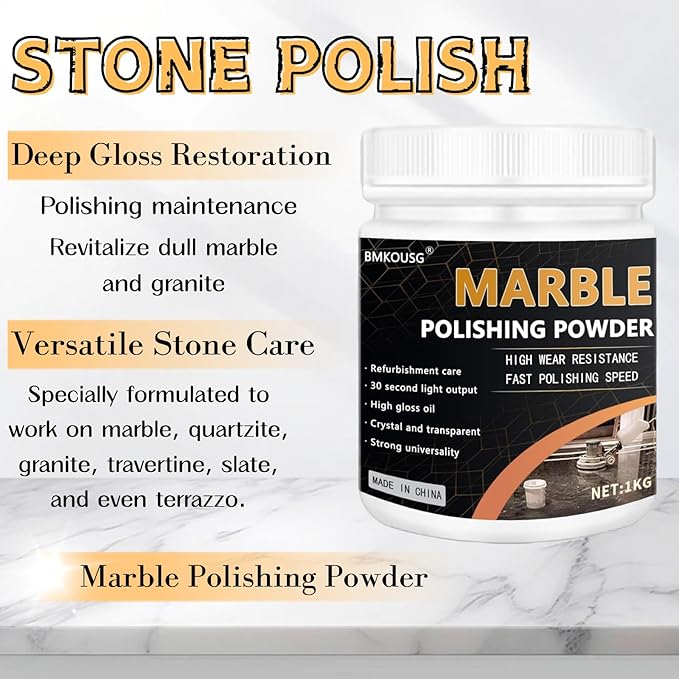 2.2LB Marble Polishing Powder Granite Polish Marble Cleaner Nature Stone Sealer | Professional Grade - Suitable for All Kinds of Stone Polishing Treatment and Shine Renewal