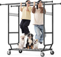 HOKEEPER Clothes Rack Heavy Duty Clothing Rack Load 650 LBS Collapsible Garment Rack with Wheels Double Rod Coat Rack for Hanging Clothes Commercial Closet Rack with Shelves, Black 22" D*75" W*68" H