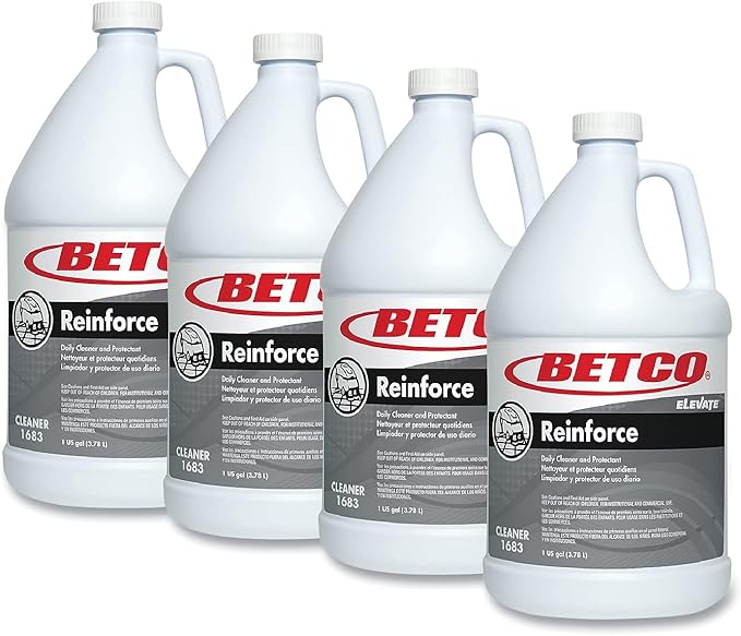 Betco Reinforce Floor Cleaner and Protectant, Lemon Scent, 1 Gal. Bottle, 4/Carton (BET16830400)