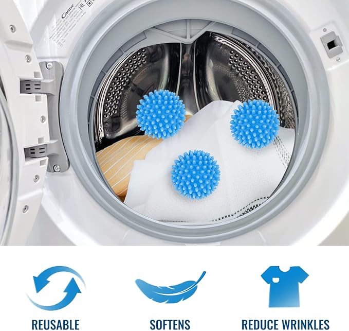 6 Pcs Dryer Balls, 2.5 in Reusable Laundry Soften and Fluff Laundry Washing Balls (Blue)