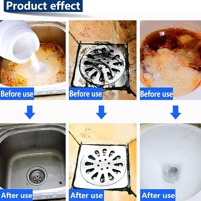 Drain Opener,Multipurpose Pipe Dredge Agent,Sink and Drain Pipe Dredging Powder,Powerful Pipe Dredging Agent for Unclogs Bathroom and Kitchen Sinks,Drains,Shower Pipes (1 Pcs)