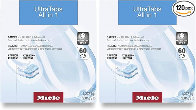 Miele Genuine UltraTabs All in 1 Dishwasher, Detergent Tablets,(Pack of 120)