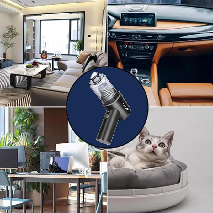 VIMALIFE 10000Pa Cordless Car Vacuum Cleaner & Air Duster, Powerful Handheld Auto Vacuum, 42000RPM Motor, LED Light, Type-C Fast Charge, Washable Filter, 5 Multi-Nozzles for Home, Car, Pet Hair, Black