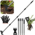 Weed Puller Tool with Long Handle - Adjustable Length Manual Weeder Remover Tool, 2 in 1 Hand Weed Rake and Garden Hoe for Gardening, Uprooting Weeding Tool for Yard, Lawn, Patio, Garden