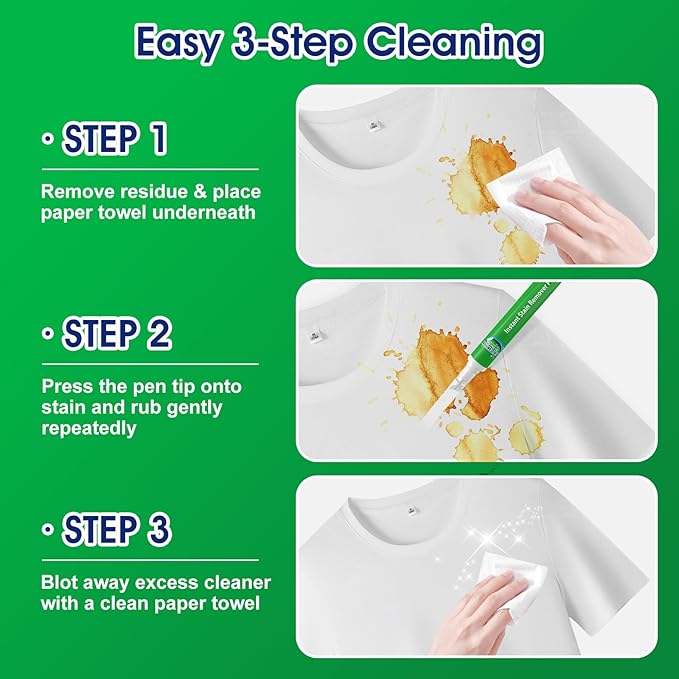 Stain Remover Pens for Clothing, 5 Pack – Instant Stain Removal Pen for Clothes, Travel-Friendly Laundry Stain Pen for Food, Coffee, Wine, Makeup, Grease & More