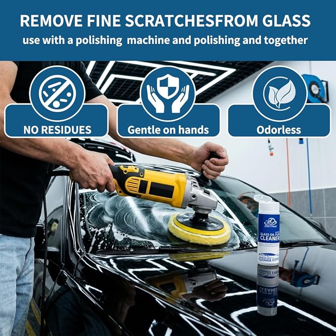 Glass Polish kit,6.76Fl Oz cerium oxide glass polish compound with polishing brush,glass scratch remove,Oil Film Cleaner,Glass Cleaner, Removes Stains and Water Spots, for Cars Glass and Mirror