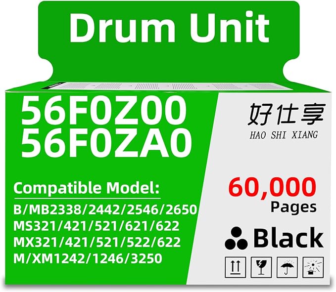 HAO SHI XIANG 56F0Z00 56F0Z0E Remanufactured 56F0ZA0 Imaging Unit Compatible with MS321 MS421 MS521 MS621 MS622 MX321 MX421 MX521 MX522 MX622 B/MB2338/2442/2546/2650 Printer