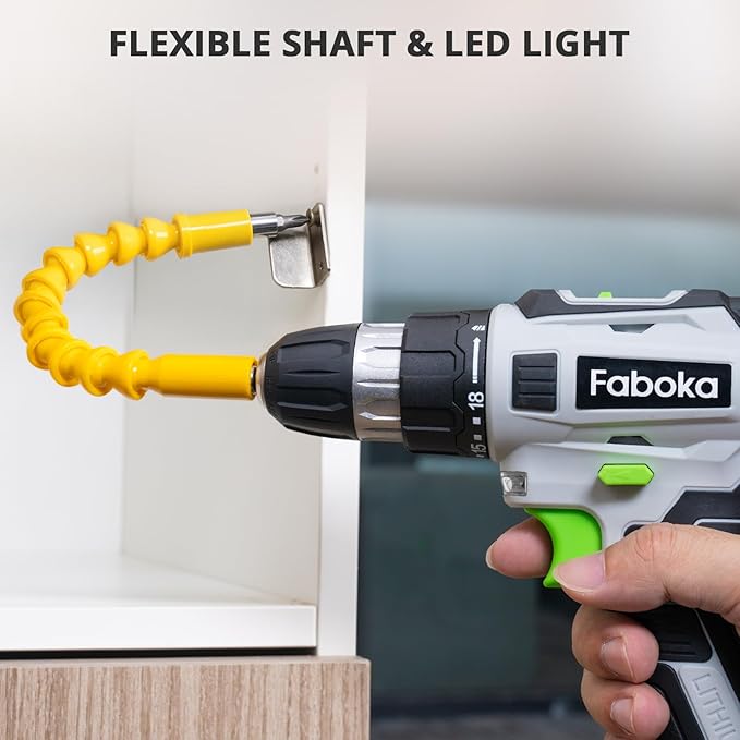 21V Cordless Drill Set, Power Drills Kit with 2.0Ah Battery and Charger, Electric Driver/Drill Bits, Max Torque 40Nm, 3/8-Inch Keyless Chuck, Variable Speed, LED Light, for DIY Home Repair