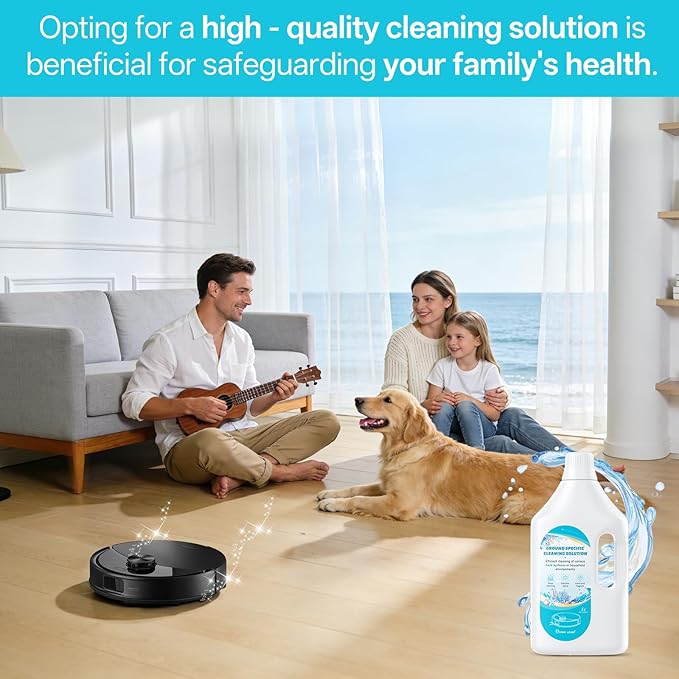 Floor Cleaning Solution Ocean Scent, Compatible with Roborock Cleaning Solution Quick Drying Without Residue Suitable for All Robot Vacuums and Wet Dry Dual-Use Vacuum Cleaners (1 L, Ocean)