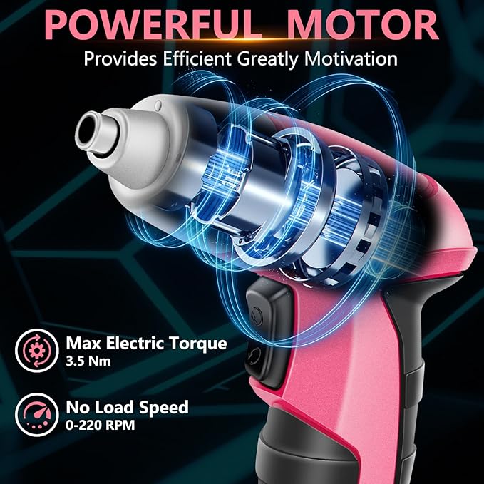 Cordless Screwdriver Rechargeable 3.6V, Pink Tool Kit with Small Drill, 112 PCS Home Tool Set for Home, Hand Tool Kits for Women