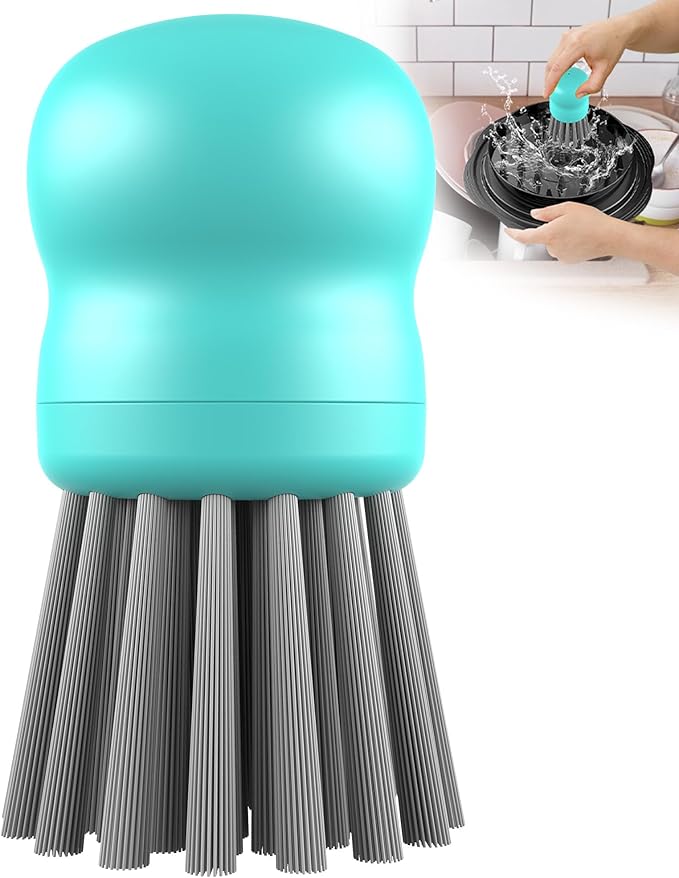 Mini Dish Brush for Cleaning Chicken Shredder, Palm Brush Dish Scrubber with Ergonomic Grip, Kitchen Brush for Washing Dishes, Pans, Pots, Sink (1, Mint Green)