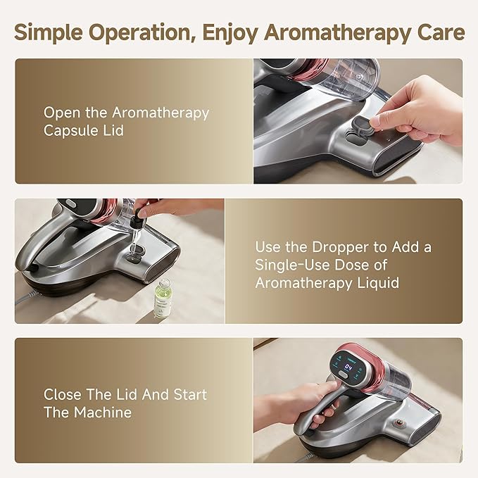 uwant Mattress Vacuum Cleaner 700W 20Kpa, Triple Deep Cleaning Bed Vacuum Cleaner, Bed Cleaner with Aromatherapy Purification, Triple Heating System HEPA Filter&Ultrasonic Mattress Vacuum for Sofa