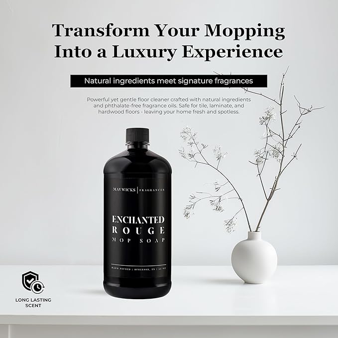Fragrances - Luxury Mop Soap (Enchanted Rouge) 32 Oz – Enchanted Rouge Scented Floor Cleaner for Mopping – Pet Safe, Best Smelling Mop Detergent for All Surfaces