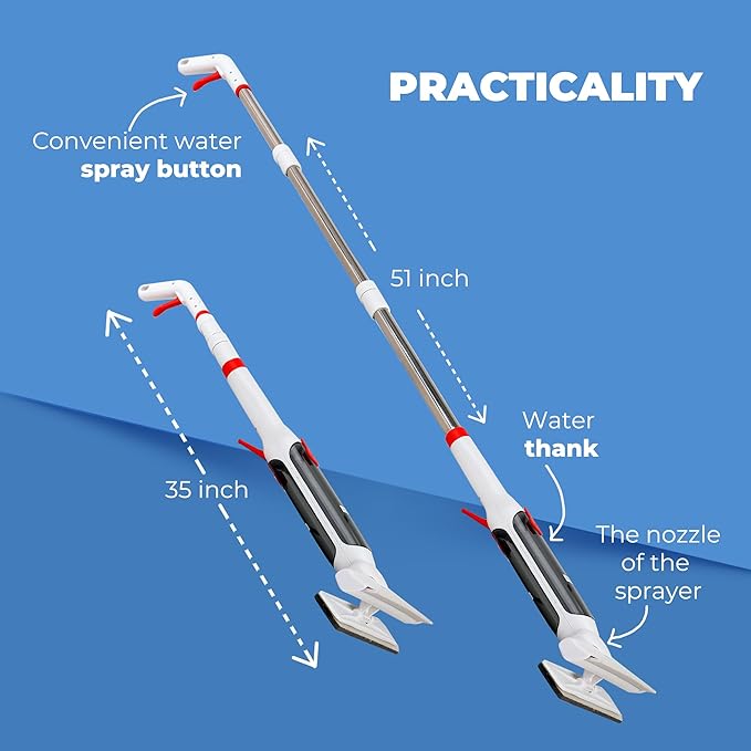 Window Cleaner with Front and Rear Cleaners + Expandable Sprayer - Window Vacuum Squeegee - Complete Kit for Glass, Windows and Mirrors, Quick Drying- Window Cleaner Tool - Car Window Cleaner Spray