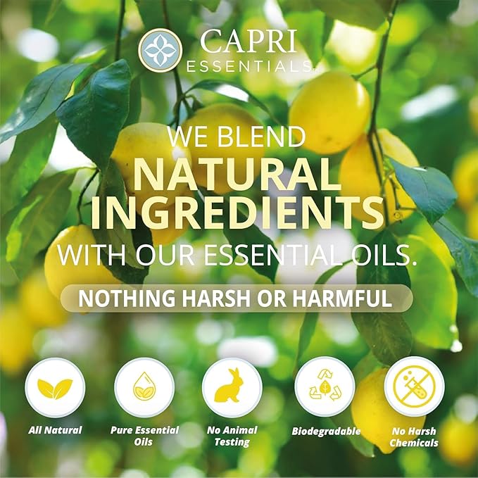 CAPRI ESSENTIALS Dish Soap Liquid, Natural Household Cleaning, Plant Based Aromatic Dish Detergent, Blend of Essential Oils with Tea Tree, Rosemary & Cedarwood, Lemon Verbena, 16 FL Oz (3 Pack)