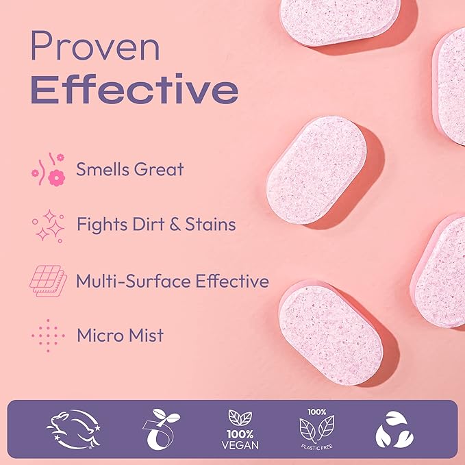 FOMIN Bathroom Cleaner Refill Tablets (12 Pack) - Magnolia Grapefruit - All-In-One Tablet Cleaner For Bathroom Cleaning - Bathroom Cleaner Solution for Spray Bottle - Makes 204 fl oz (12 x 17 Fl oz)