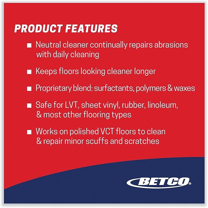 Betco Reinforce Floor Cleaner and Protectant, Lemon Scent, 1 Gal. Bottle, 4/Carton (BET16830400)