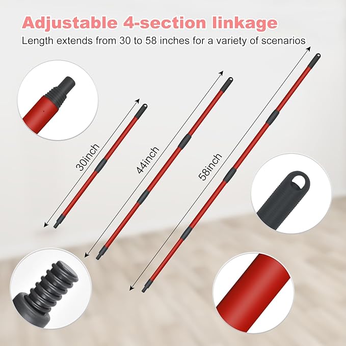 Mop Handle Mop Replace Heads and Mop Base Brush Replacement for O Cedar EasyWring 1-Tank System Include 3 Spin Mop Replacement Head, 4-Section Mop Handles, 1 Base and 1 Scrub Brush Combo
