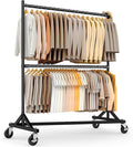 HOKEEPER Z Rack for Clothing Heavy Duty Clothes Rack Hold 550 LBS Commercial Garment Rack with Wheels Rolling Portable Z Base for Bedroom, Living Room, Laundry, Black, 22.8" D x 62.6" W x 87.8" H