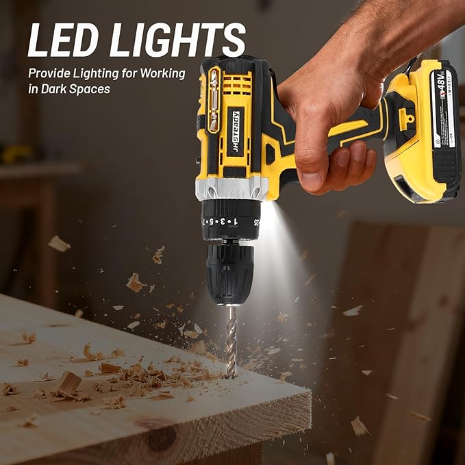 136pcs Heavy-Duty Cordless Drill & Tool Set with 2 Batteries, All-in-One Hand Tool Set，Lithium-Ion Drill Press, Screwdrivers, Bits, Wrenches, Pliers Electric (21V Brushless Drill +2*Battery)