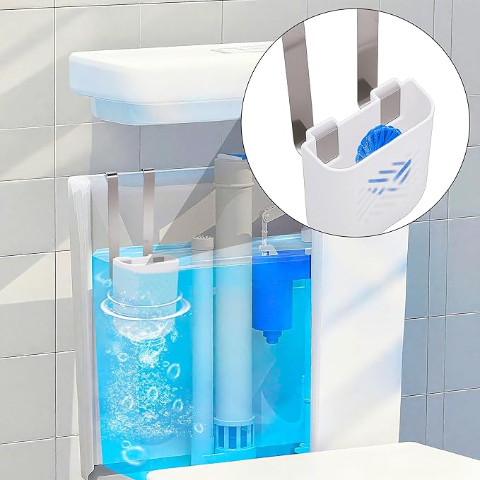 moonoom 2Pcs Toilet Tank Cleaning Tablet Holder,3.7'' x 2.9'' x 0.7'' Toilet Tank Bleach Tablet Bracket, Hanging Toilets Bowl Cleaner Carrier for Preventing Dissolved Residue From Polluting Water Tank