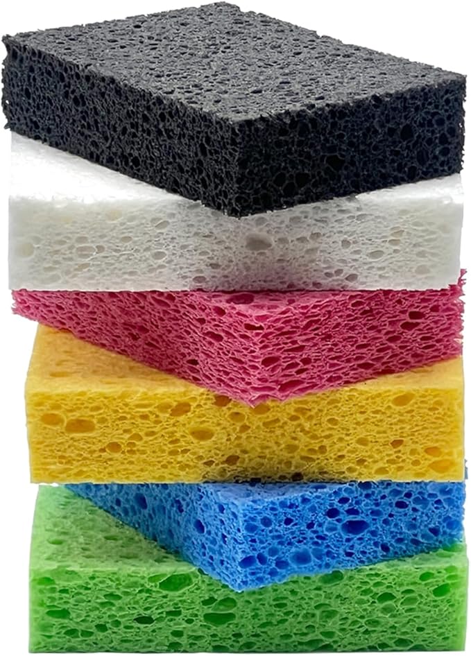 6 - Pack Non-Scratch Scrub Sponges - Sponges for Dishes and Washing Dishes, Cleaning Sponges for Kitchen Home Office, Magical 3D DIY Art and Craft Suppliers（Mixed）