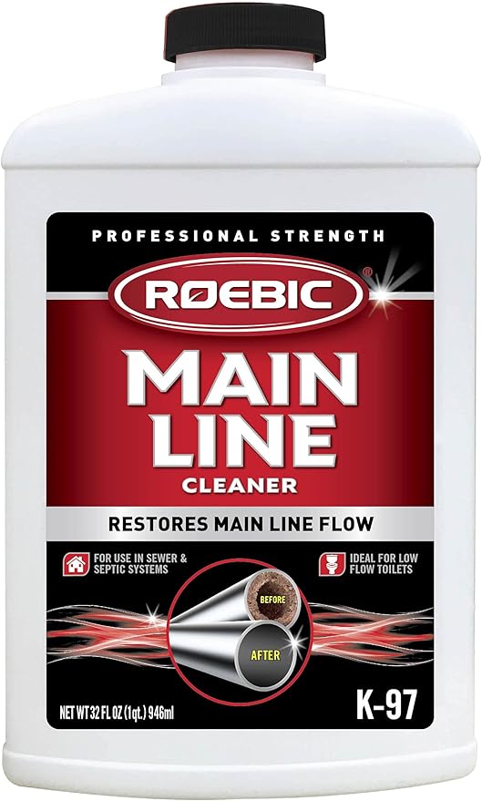 Zep Drain Defense Pipe Build-Up Remover - 64 Ounces - ZLDC648 - Professional Strength Liquid Pipe Build Up Remover,GREEN & Roebic K-97 Main Line Cleaner, Exclusive Bacteria Digests Paper, Fats