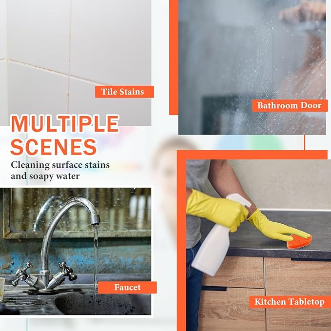Baderke 4 Pcs Tub Tile Scrubber Cleaning Brush Pads (Without Handle) Brush Non-Scratch Scouring Pads for Shower Bathroom Buildup Toilet Wall Floor (Orange)
