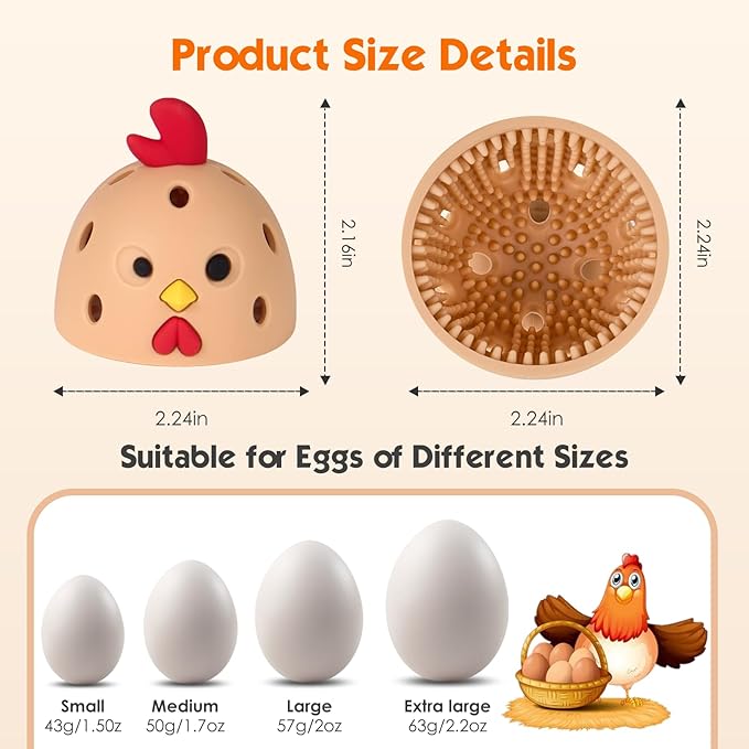 Egg Brush Cleaner, Egg Cleaner Scrubber for Fresh Eggs, Cute Chick Shaped Silicone Egg Washer, Reusable Multipurpose Washing Egg Tool for Fruits and Vegetables(Beige/Orange)
