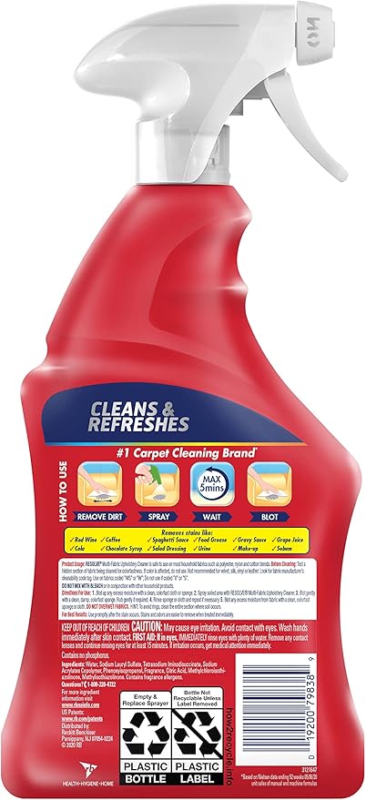 Resolve Carpet_Cleaner Multi-Fabric_Cleaner and Upholstery Stain Remover, Carpet Cleaner Spray, 22 fl oz (Pack of 2)