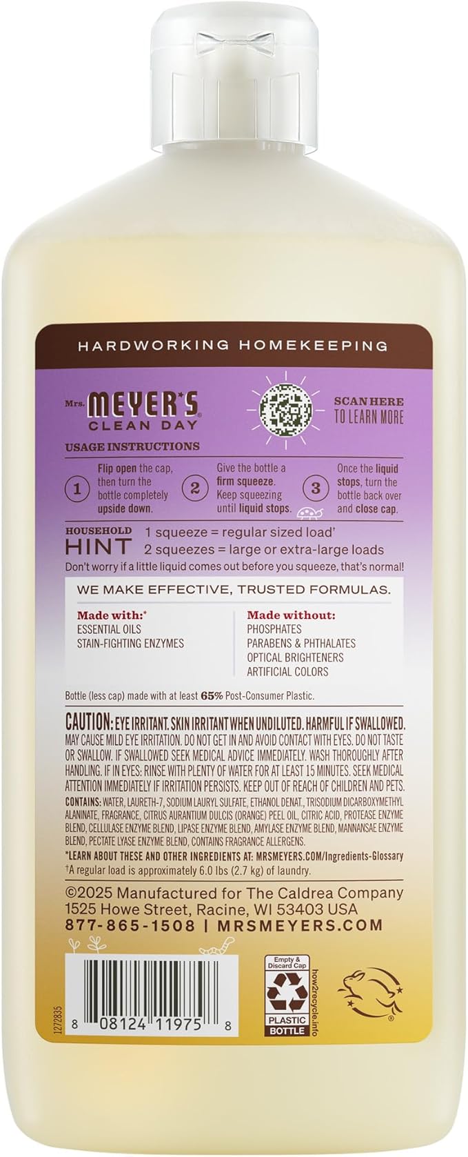 MRS. MEYER'S CLEAN DAY Ultra Concentrated Laundry Detergent, Compassion Flower Scent, 24.3 fl oz