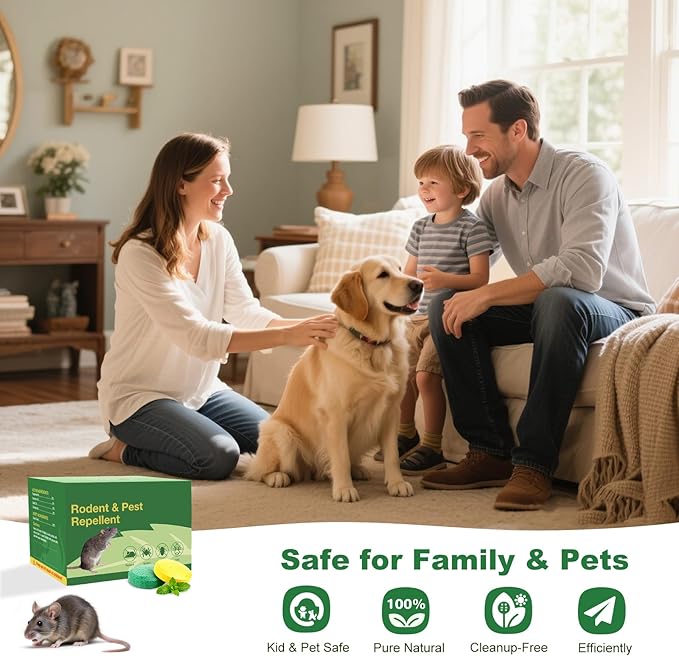 Rodent Repellent with Peppermint Oil -Mouse/Rat/Squirrel Repellent for Garage/Attic/Car Engine - Natural Indoor & Outdoor Mice/Mole Deterrent, Safe vs Moth Balls & Traps (24 Pack)