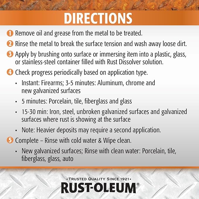 Rust-Oleum Rust Dissolver Soak & Bath | Heavy-Duty Corrosion Remover for Metal Tools, Cars, Bikes, Grills, Bolts, Firearms & More | Gallon