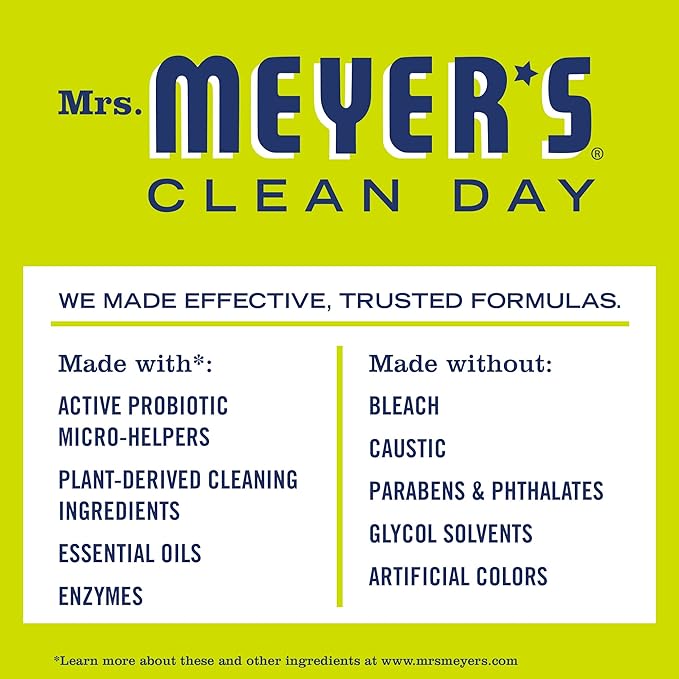 MRS. MEYER'S CLEAN DAY Probiotic Drain Maintenance Liquid,Lemon Verbena,Freshens Disposals and Drains,32 Fl Oz,(Pack of 2)
