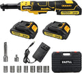 3/8" Cordless Ratchet Wrench Set,60Ft-lbs Extended Electric Ratchet Wrench, 400 RPM Chargeable Power Ratchet Driver with 2 X 21V Lithium-Ion Battery,7 Sockets, 3" Extension Bar, 1/4" Adapter