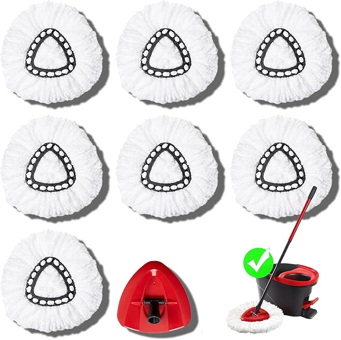 8-Pack Mop Heads Replacements for Ocedar EasyWring 1 Tank,Microfiber Spin Mop Refills, Deep Cleaning, Easy to Replace, Machine Washable