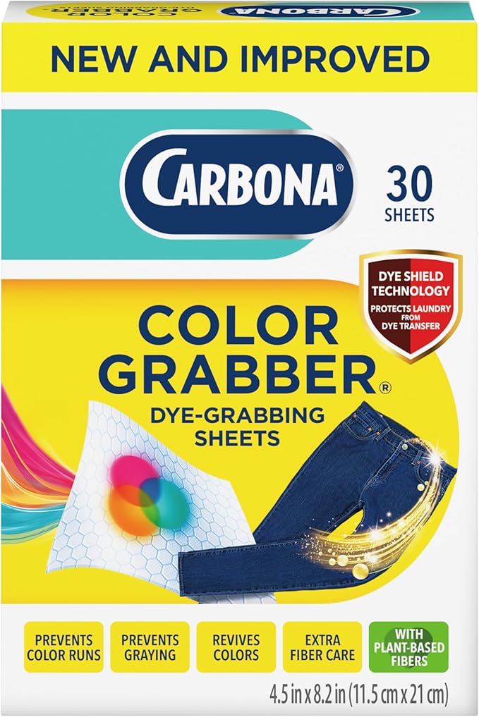 Carbona Color Grabber™ | Protects Laundry from Color Runs or Bleeds | Mix Whites & Colors | in-Wash Dye Grabbing Sheets | 30 Count Per Box, 1 Pack