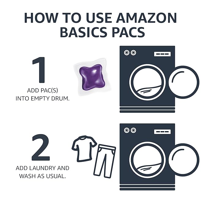 Amazon Basics Laundry Detergent Pods, 120 Pacs for 120 Medium Loads, Lavender Scent, (Previously Solimo) (Pack of 2)
