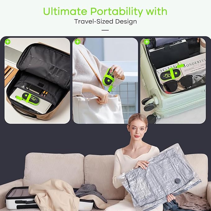 Vacbird Vacuum Bags for Travel with USB Pump, 18 Pack Compression Travel Vacuum Bags for Luggage and Suitcase, Carry-on Size Space Saver Bags for Clothes and Clothing