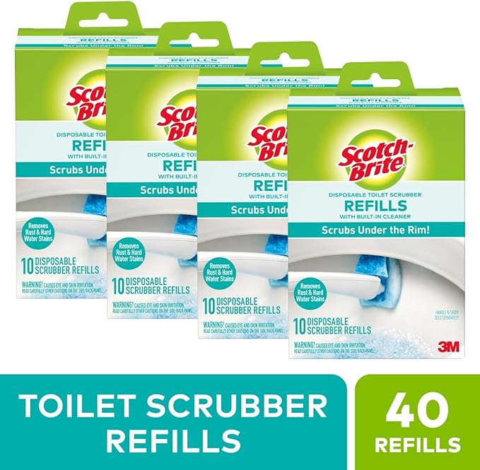Scotch-Brite Disposable Toilet Scrubber Refills, Scrubs Under the Rim, 40 Disposable Refills