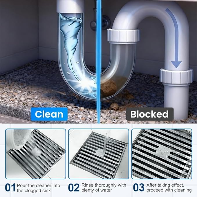 3PCS 2026 New Multi-functional Wild Tornado Pipe Dredge,Powerful Sink Cleaner Powder Fast Foaming for Kitchen Toilet Pipeline Quick Cleaning Tool
