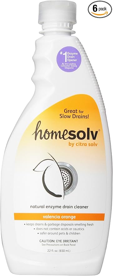 Enzyme Drain Cleaner and Deodorizer - Breaks Down Grease Build Up, Eliminating Odors and Smells, Septic Safe, Non-Caustic Sink Drain and Garbage Disposal Cleaner (22 Fl Oz 6 Pack)