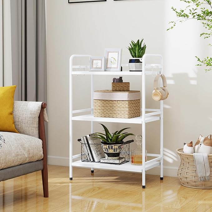 HDANI Storage Shelves, 3-Tier Metal Storage Rack with Shelf,Shelf Organizer,Garage Standing Shelving Unit for Laundry,Bathroom,Kitchen,Pantry,Closet,23.6''W X 13.8''D X 36.2 H'',White