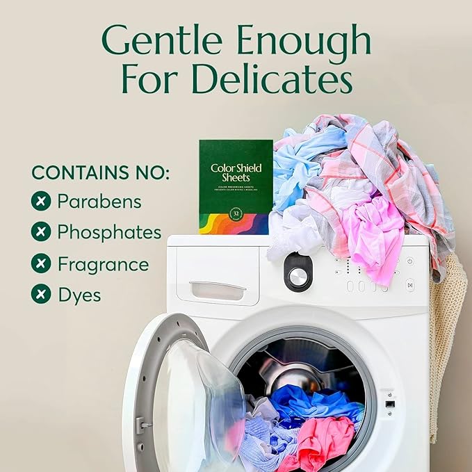 CLEANOMIC Color Shield Sheets (32 Sheets) - Color Preserving Laundry Sheets, Dye Absorbing, Prevent Color Mixing