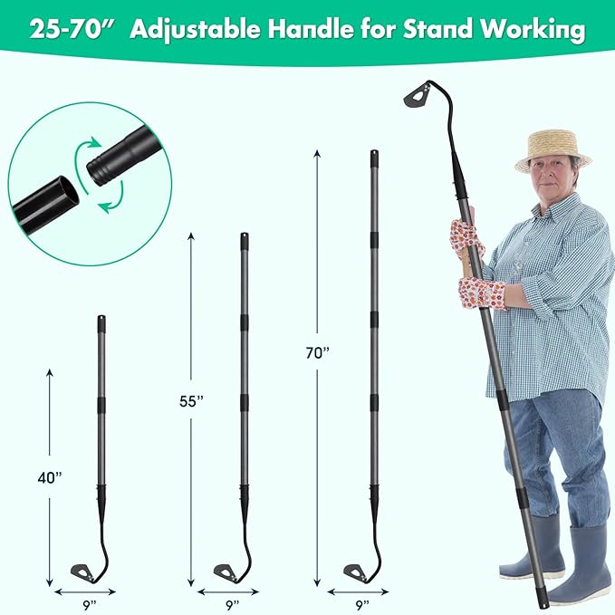 Lilyvane Hoe Garden Tool with 70Inch Long Handle, Heavy Duty Garden Hoes for Weeding Loosening Soil Digging Planting Ridging, Handy Hoe Gardening Tools Weeding Hoe