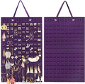 Resovo Hanging Earrings Organizer, Wall Earring Holder with 2 Hooks, Holds Up To 300 Pairs, Compact Design, Soft Material-Dark Purple