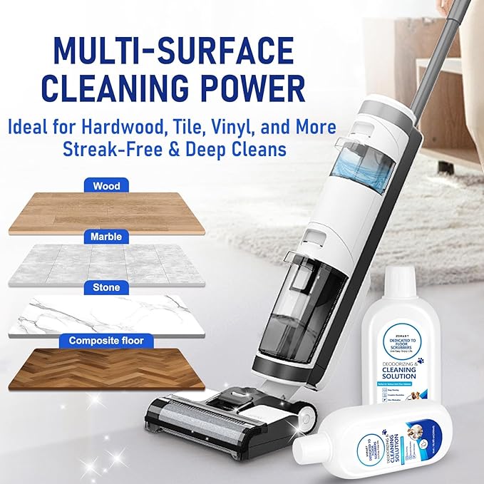 Floor Cleaning Solution, Pet-Friendly Deep Deodorizer, Compatible with Tineco and Robot Vacuum Mops, Deep Cleans Low-Foam Delivers Clog Free
