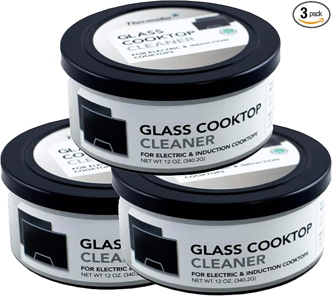 US-based supplier – OEM 12010031 Glass Cooktop Cleaner fits for Electric & Induction Bosch Thermador Cooktops – Cooktop Cleaning Cream – Removes Grease, Burnt-On Residue & Stains (3, 12 ounce)