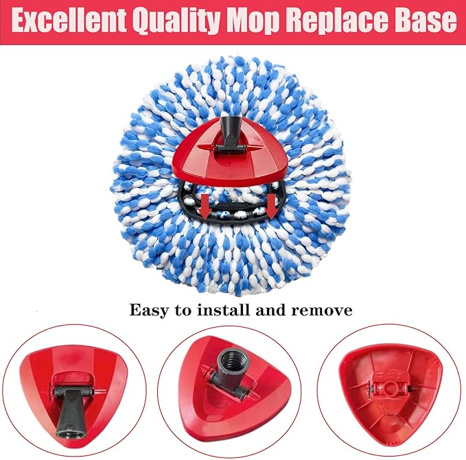 Spin Mop Replacement Base Head Compatible RinseClean 2-Tank System Mop Rotating Triangle Mop Head Cover Replacement Rotating Mop Base Plastic Base Part
